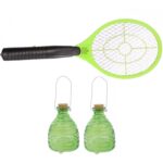 2x Groene wespenvallen met vliegenmepper anti wesp/vlieg