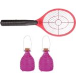 2x Roze wespenvallen met vliegenmepper anti wesp/vlieg